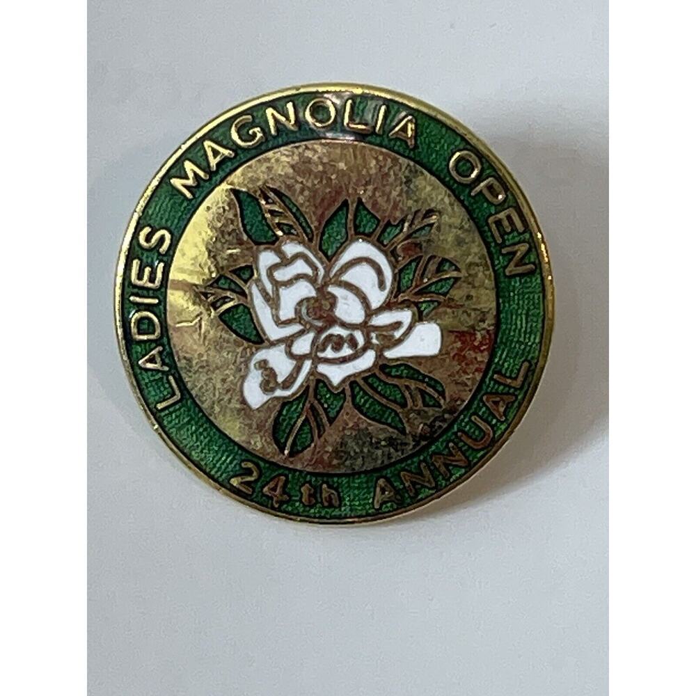 Vintage Ladies Magnolia Open 24th Annual Lapel Pin Round 1” Inch